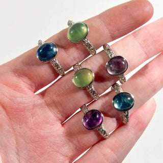 Adjustable 925 Sterling Silver Gemstone Rings