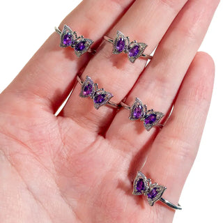 Adjustable 925 Sterling Silver Gemstone Rings