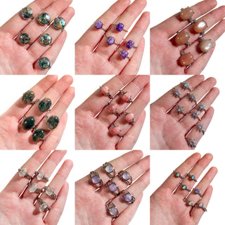Adjustable 925 Sterling Silver Gemstone Rings
