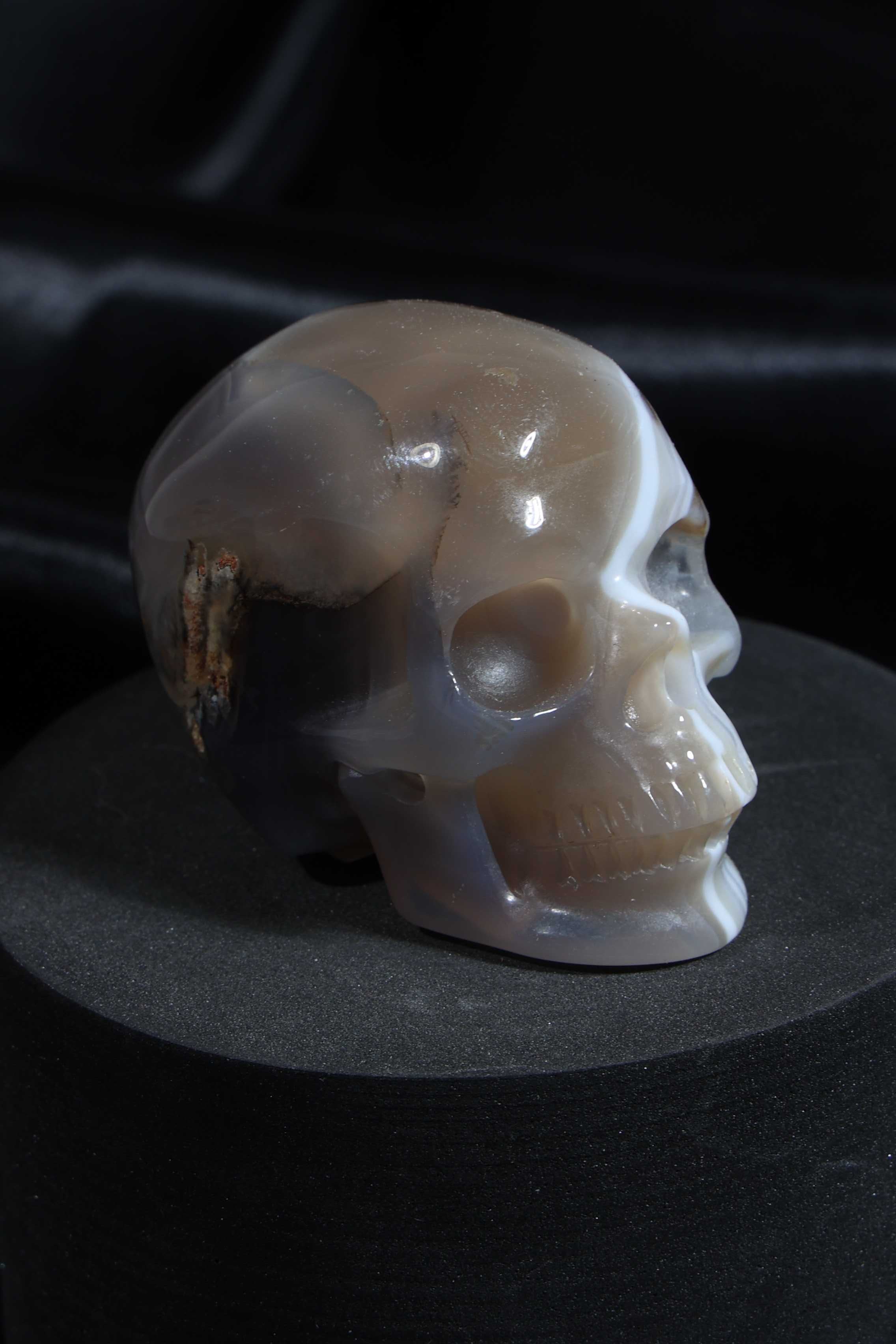 Banded Agate Skull Carving