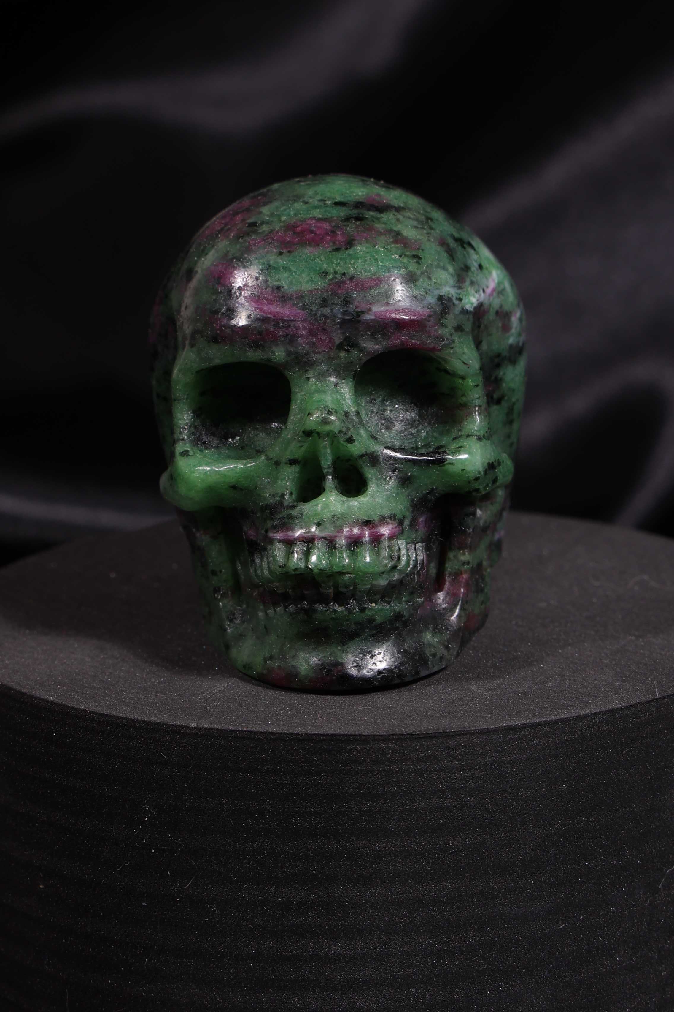 Ruby Zoisite Skull Carving