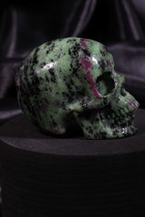 Ruby Zoisite Skull Carving
