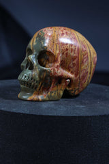 Polychrome Jasper Skull Carving