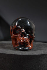 Mahogany Obsidian Skull Carving