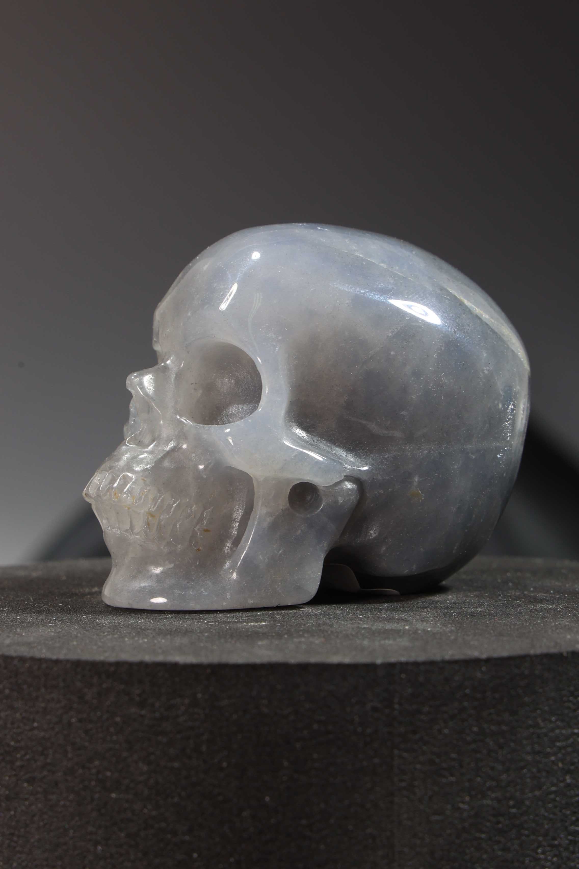 Blue Rose Quartz Skull Carving