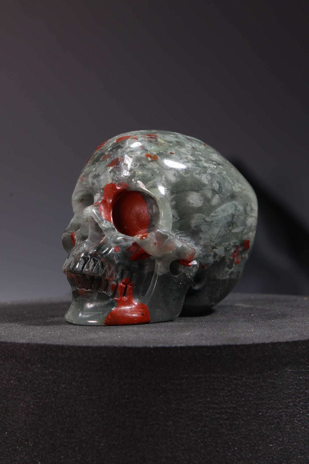 African Bloodstone Skull Carving