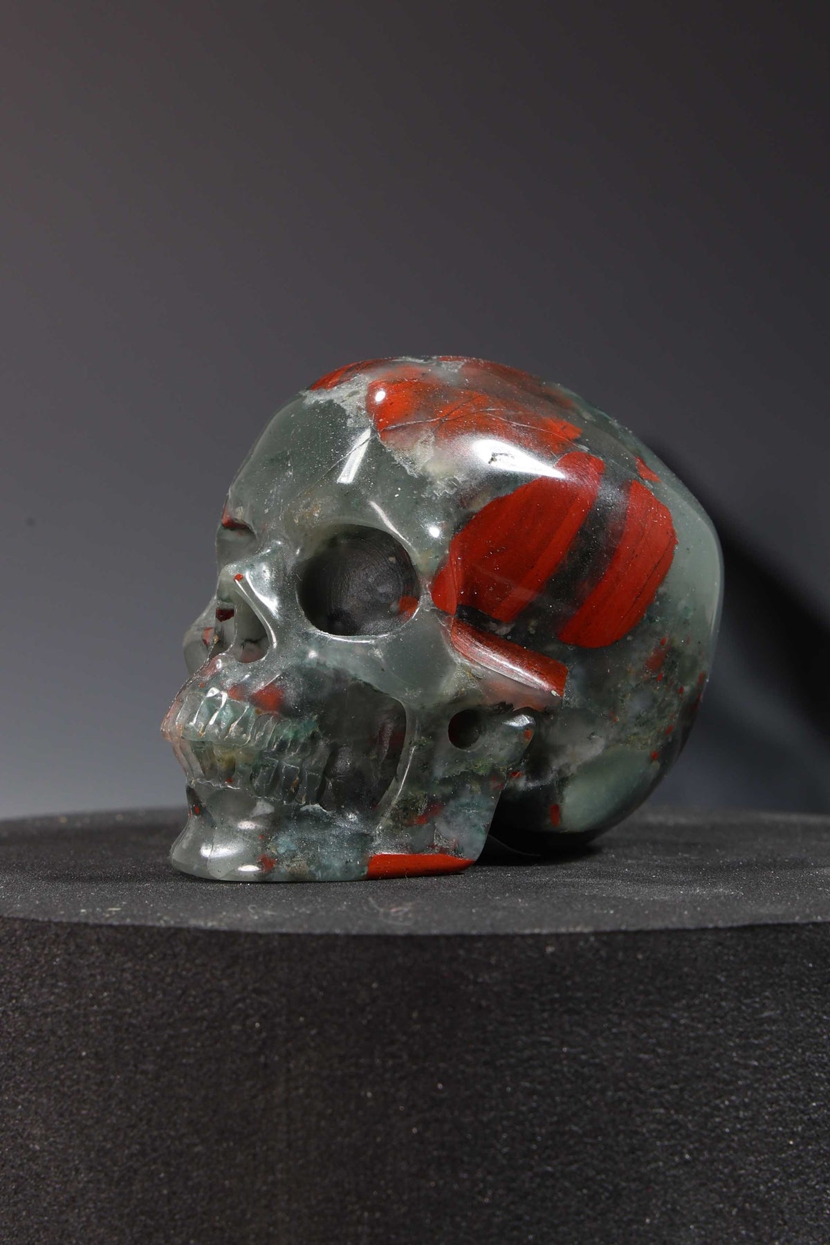 African Bloodstone Skull Carving