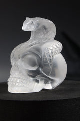Clear Quartz Skull + Cobra Carving