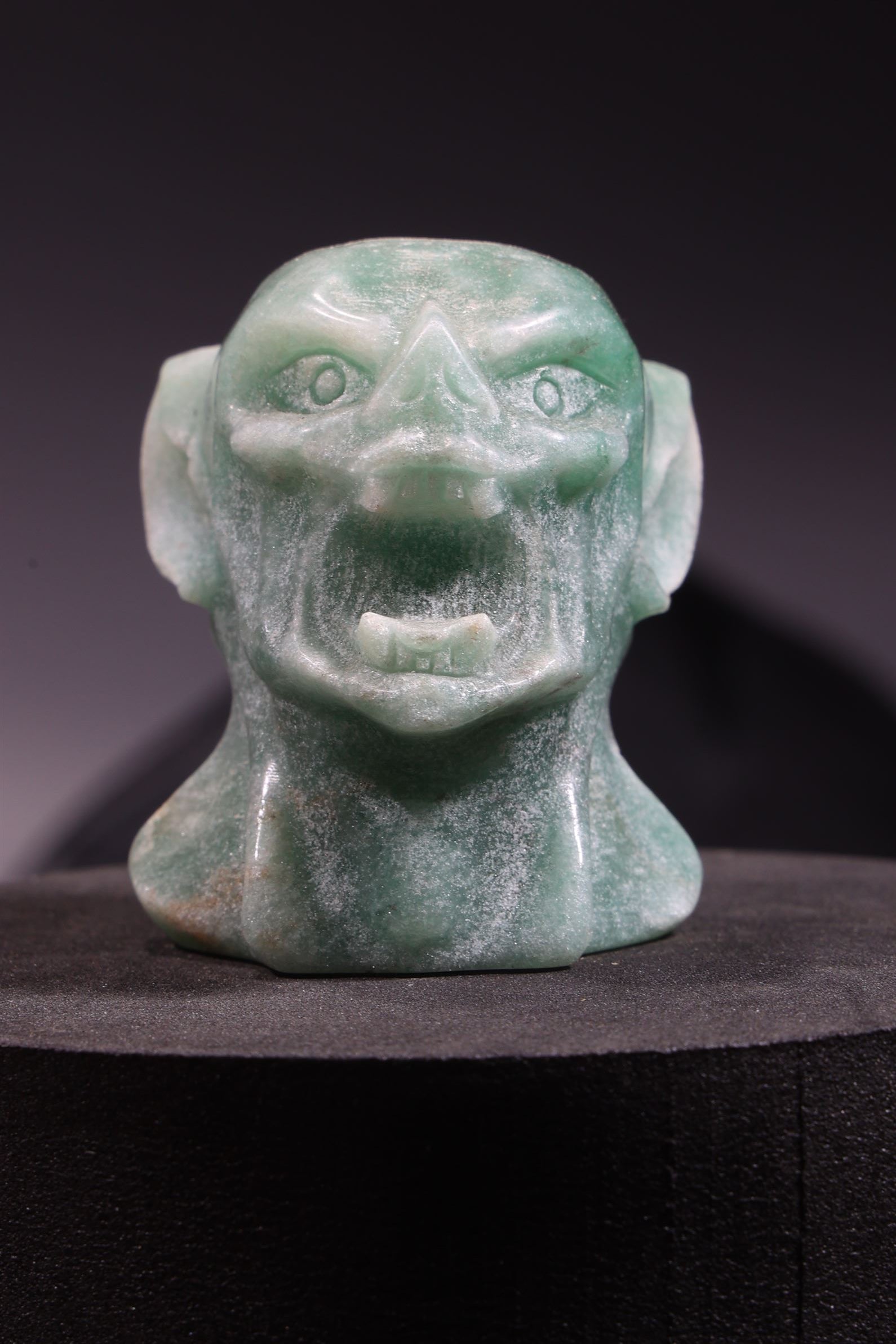 Green Aventurine Gargoyle Head Carving