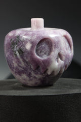 Lepidolite Apple Skull Carving