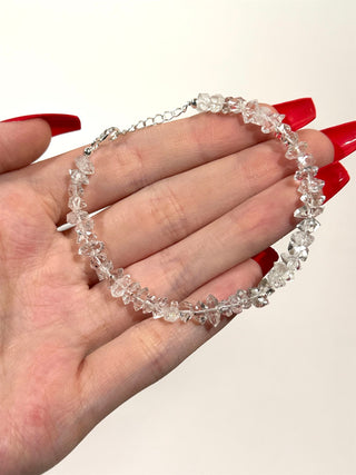 Full Beaded Herkimer Bracelet In Silver