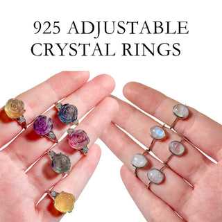 Adjustable 925 Sterling Silver Gemstone Rings