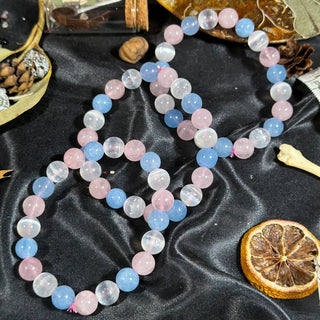 Pastel Mix Stretchy Bracelet (Aquamarine/Selenite/Rose Quartz)