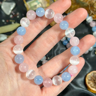 Pastel Mix Stretchy Bracelet (Aquamarine/Selenite/Rose Quartz)