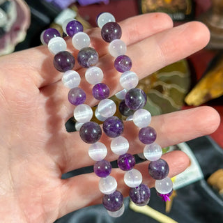 Selenite & Amethyst Stretchy Bracelet